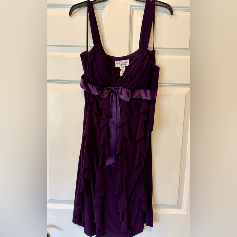 Betsy & Adam Purple Ruffled Midi Dress
